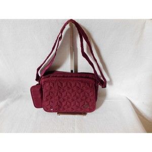LUG Wings Quilted Multi Pocket Crossbody Bag Purse in Maroon